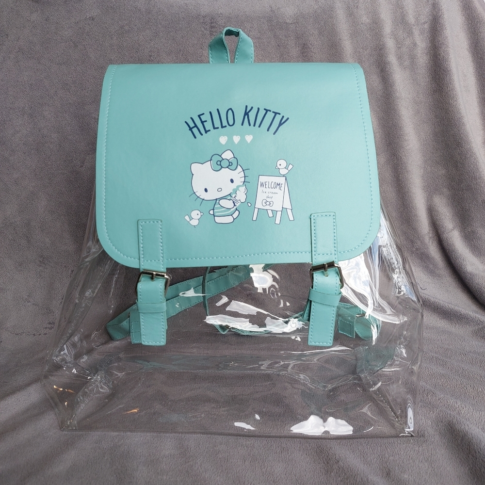 Sanrio Hello Kitty Clear Mint Aqua Green Backpack NWT